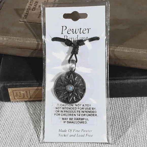 Thailand Antique Silver Arizona Turquoise Aztec Sun Fine Pewter Pendant Necklace - Picture 2 of 7